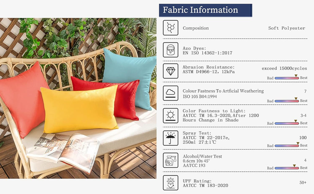 Outdoor Waterproof Throw Pillow Covers 18x18 Set of 2, Green Patio Cushion Covers UV Fade Resistant Machine Washable