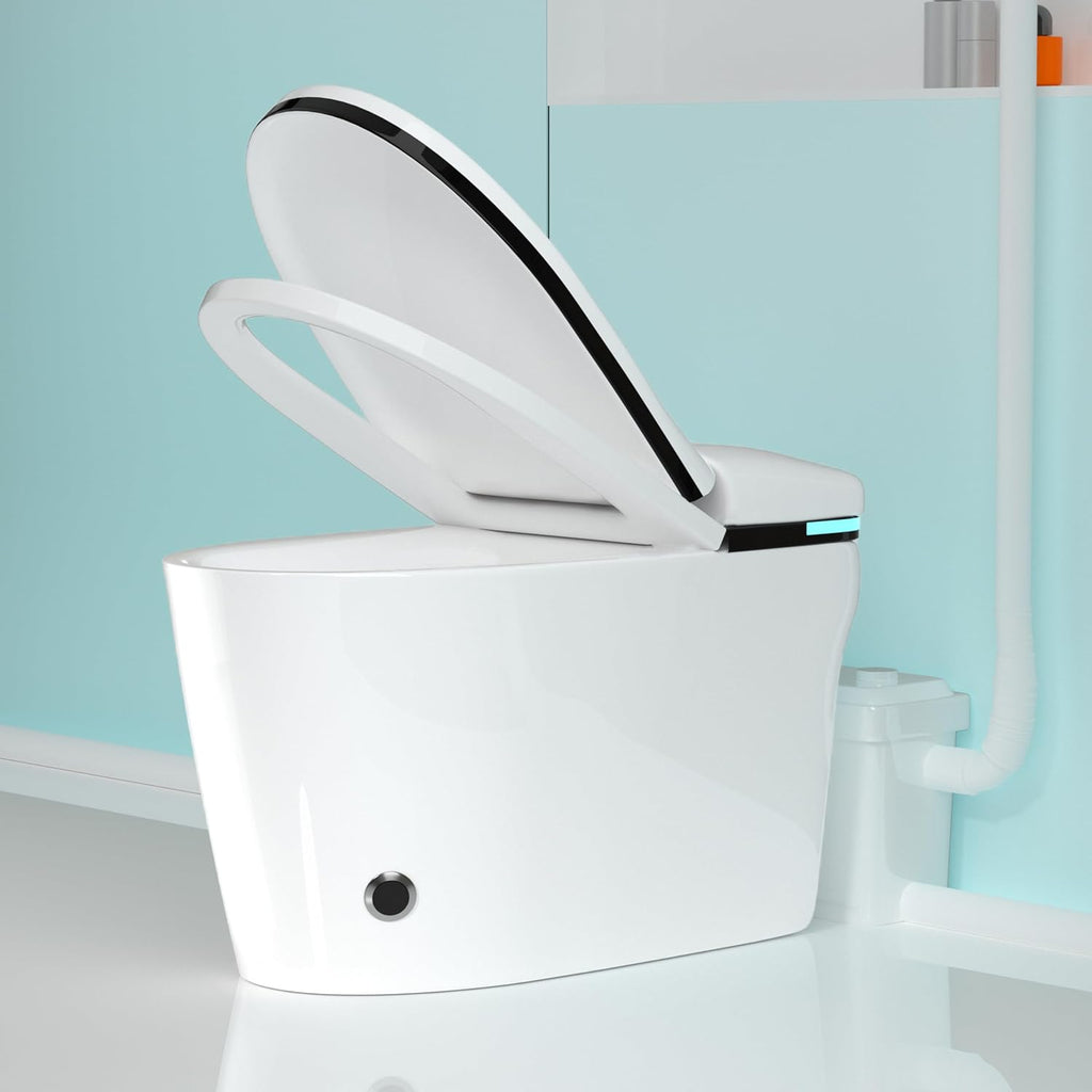 SouNor 750W Macerating Upflush Smart Toilet with Pump System for Basement,Toilets with Bidet 3-Water-inlet [ADA Tall]