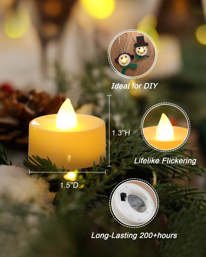 100 Pcs Flickering Flameless LED Tea Lights Battery Operated, Ivory