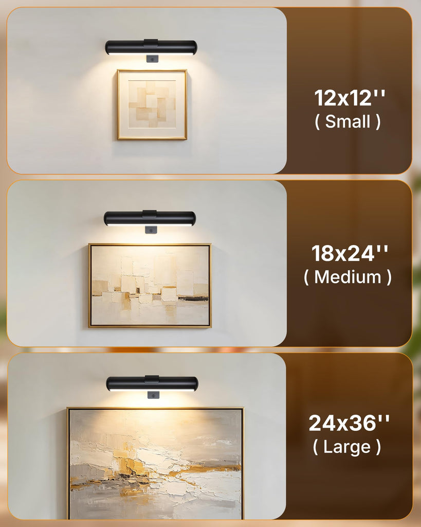 Picture Light for Wall, Rechargeable 2500mAh Battery Lights Cordless with Remote&Timer, 3 Color & Dimmable Magnetic