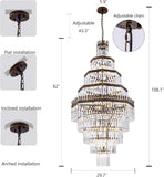 Large Crystal Chandelier for High Ceiling, 9-Tier Luxury Empire Chandelier Vintage Antique Bronze Crystal Chandeliers Light Fixture for Dining Living Room Foyer Entryway Staircase 30" W x 62" H A108-B0DFPZNY11