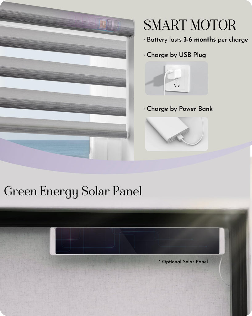 Motorized Zebra Blinds Compatible with Alexa Google Designed Remote Control Light Filtering Horizontal Roller Blind