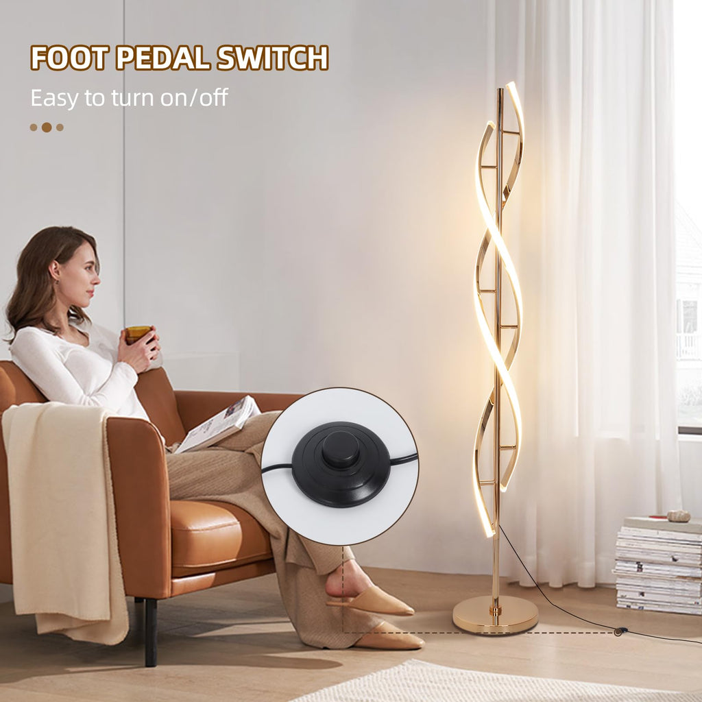 40W LED Floor Lamp Remote Control Dimmable Spiral Floor Lamp Indoor Tall Lamp Floor Lamps s Family Rooms Bedrooms