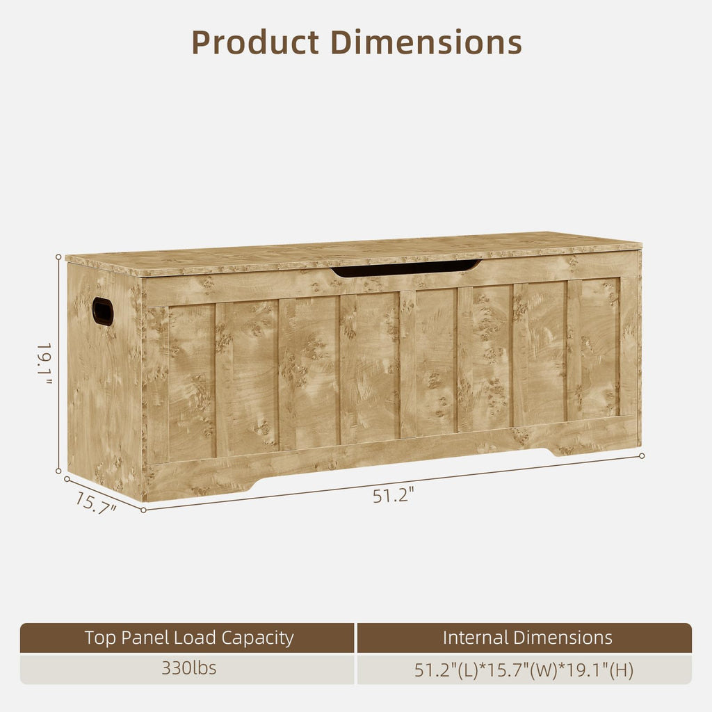 51.2" Storage Chest Extra Large, Wooden Storage Bench(Rustic Gold)