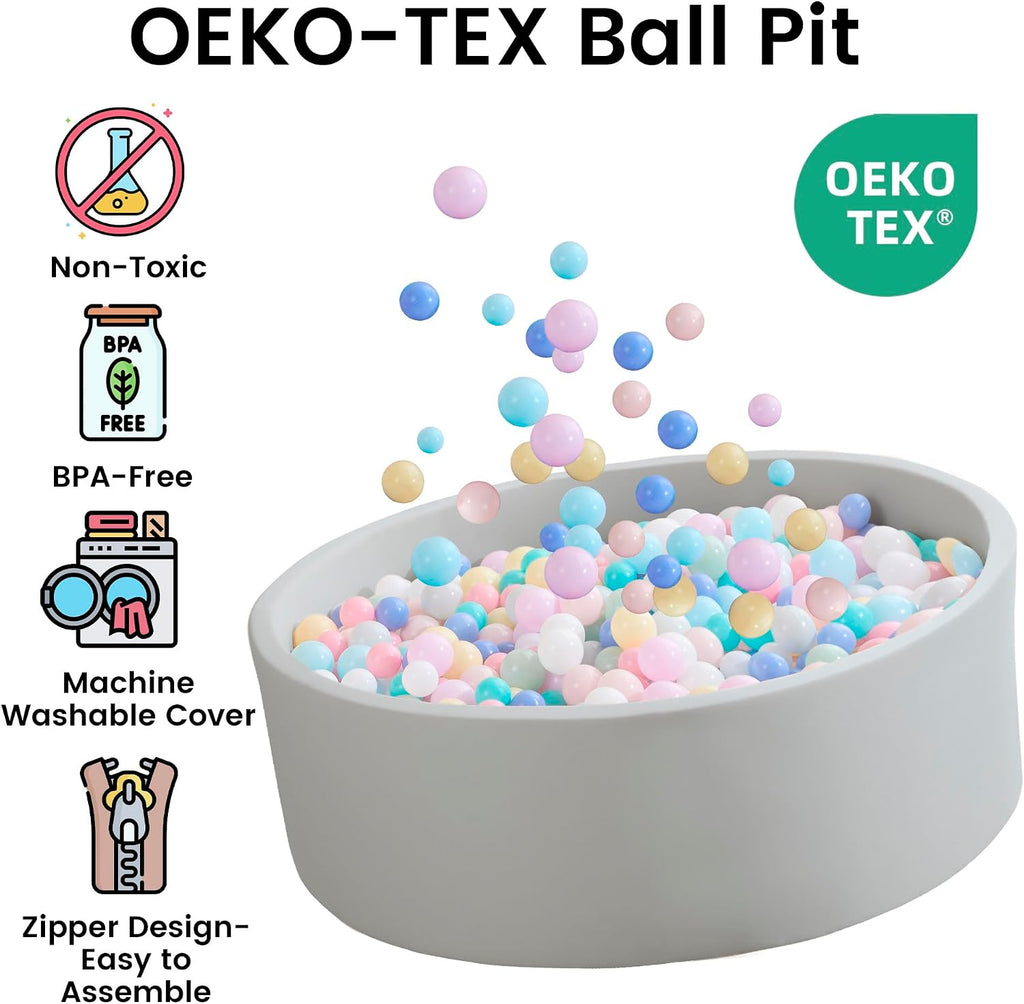 Ball Pit for Toddlers 35.43''x11.81 Baby Ball Pits Soft Memory Foam Ball Pit Round Kids Ball Pit Indoor Game Kids