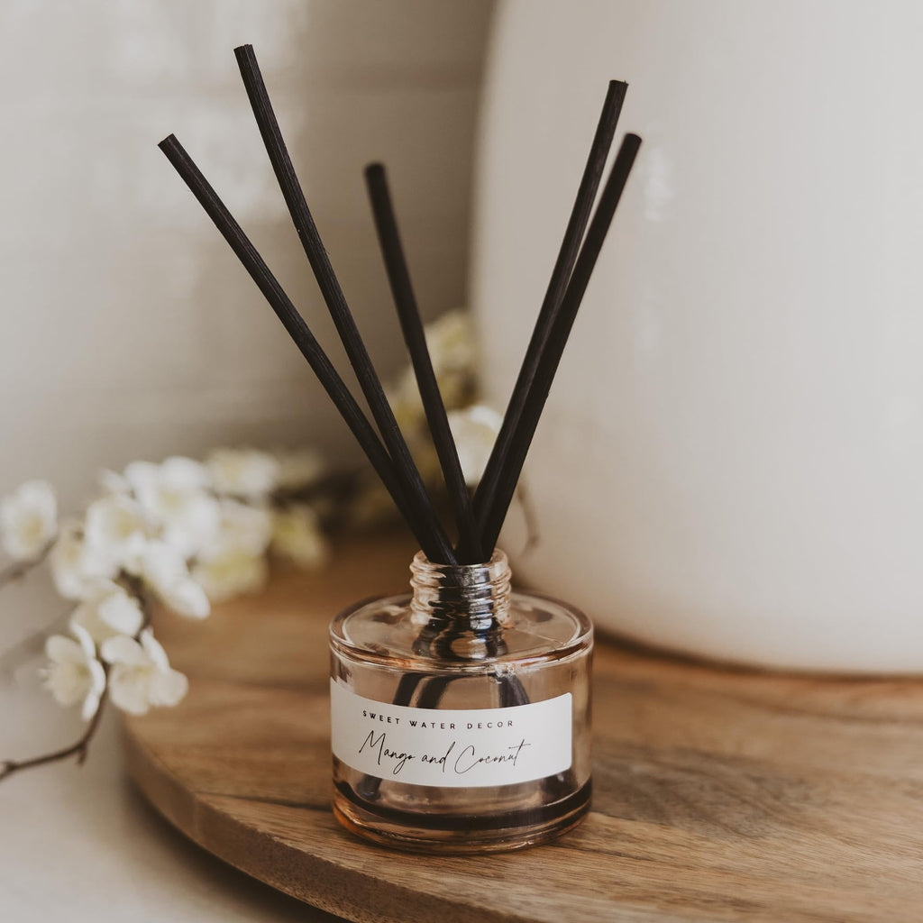 Mango and Coconut Reed Diffuser - Room Decor Aesthetic with Long-Lasting Premium Fragrance of Mango, Pineapple