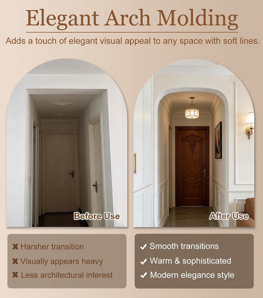 Foam Arch Kit for Doorway - Premade Door Arch Trim Molding, DIY Interior Archway Mold, Paintable Rounded Door Opening