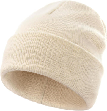 100% Cotton Toddler Beanie Hats for Baby Kids Winter Knit Cuffed Cap