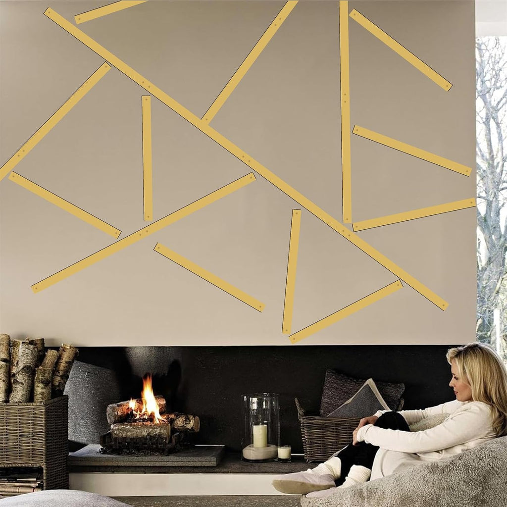 Golden Metal Wall Art Modern Striped Walls Decor Minimalist Line Arts Sign - Set of 20