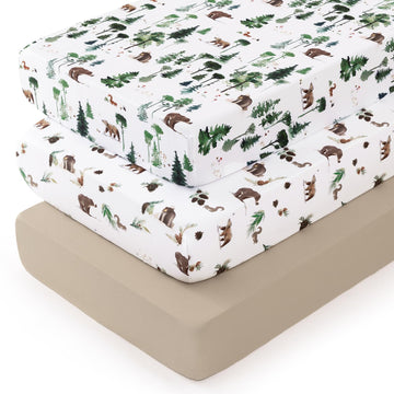 3 Pack Fitted Crib Sheets, Ultra Soft Breathable Comfortable Baby Sheet Set for Boys Girls Neutral, 28x52 Inch Fits