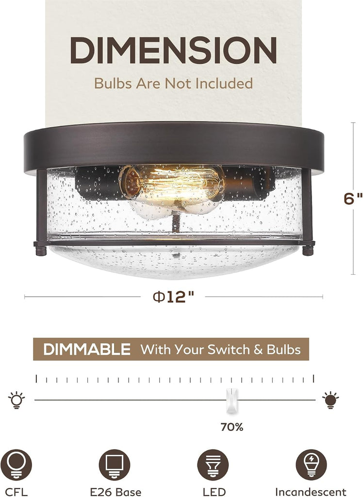 Flush Mount Light Fixture, 12" Ceiling Light Fixtures, Farmhouse Porch Ceiling Lighting Outdoor
