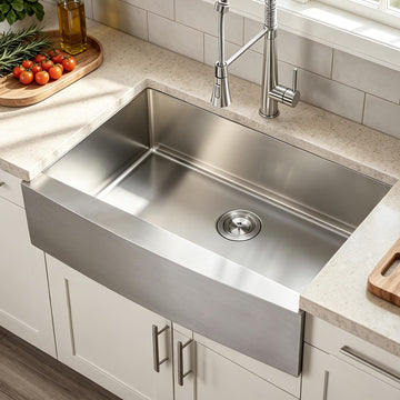 33 Inch Stainless Steel Farmhouse Sink, 33x21 Apron Front Kitchen Sink, 9 Inch Deep 16 gauge Commercial Single Bowl