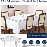 Tablecloth White Table Cloth Tabletop Cover Kitchen Dining Tablecloth 100% Cotton Great for Parties 