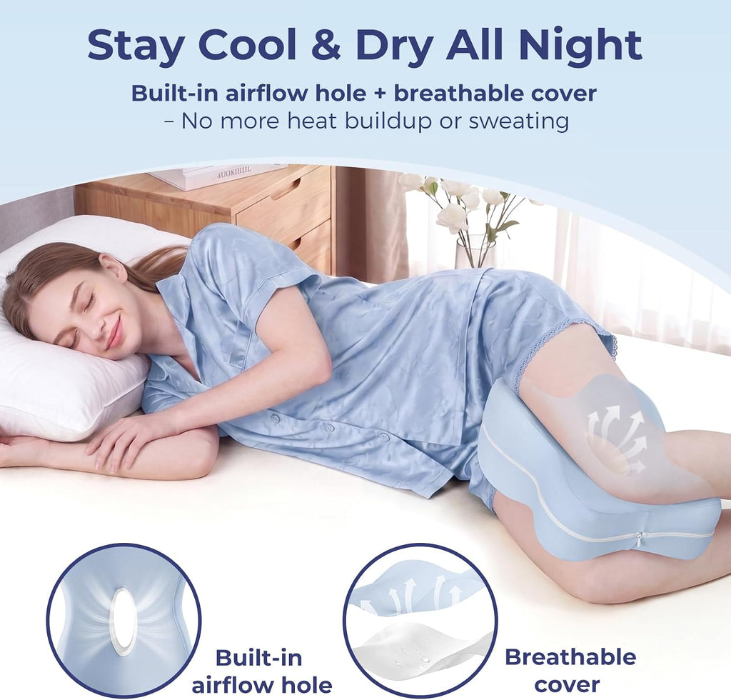 13" Extended-Length Knee Pillow for Side Sleepers with Full Thigh Support | Memory Foam Leg Pillow for Side Sleeping