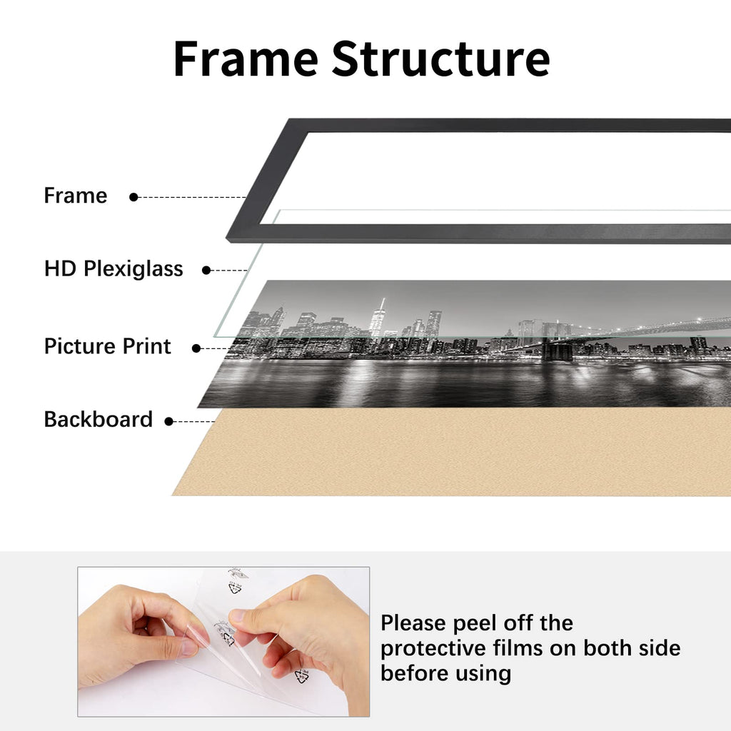 12x24 Picture Frame Black(1 Pack), Panoramic Picture Frame for Wall Decoration, Classic Black Minimalist Style