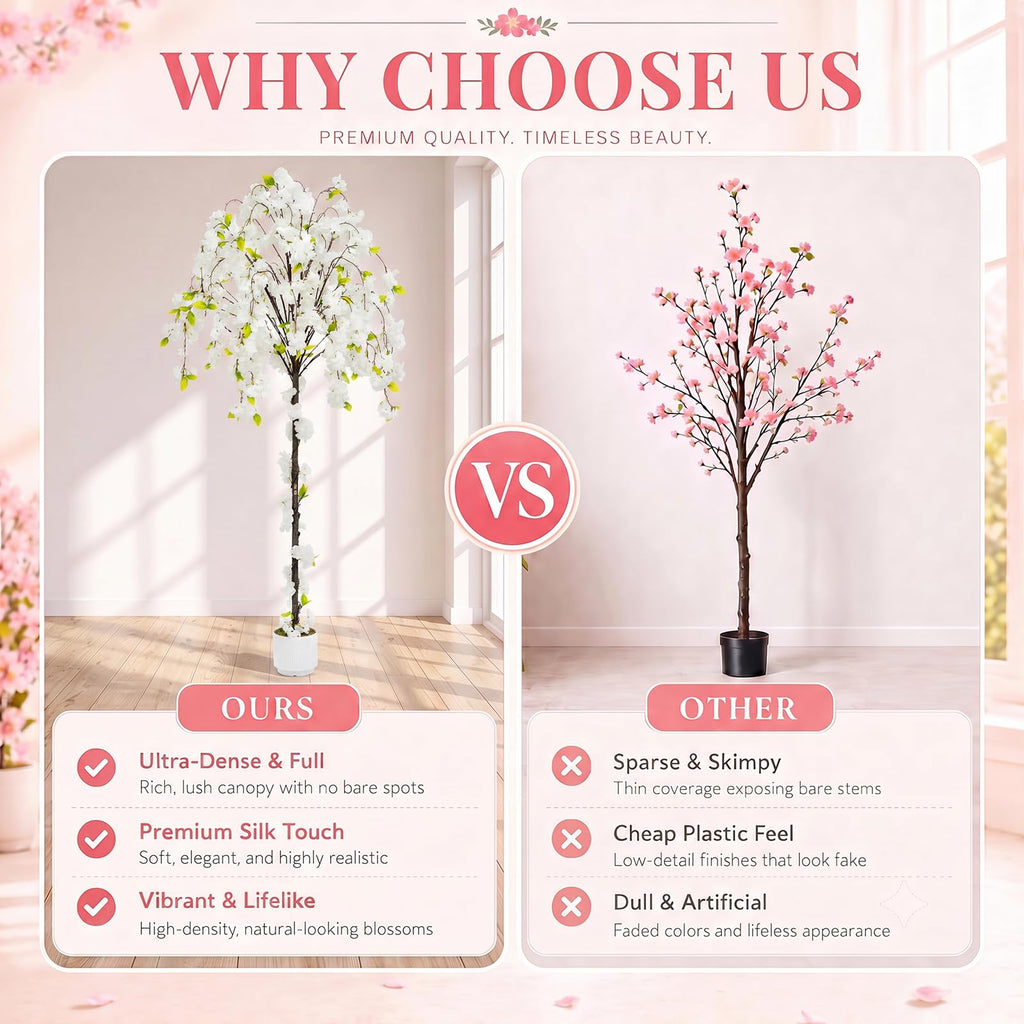 6FT Artificial Cherry Blossom Tree, Faux Sakura Tree for Indoor