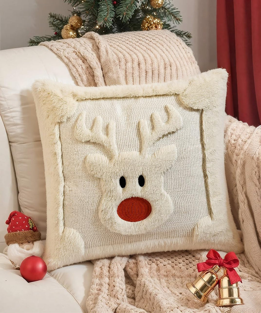 Faux Fur Christmas Pillow Covers 18x18 - Set of 2