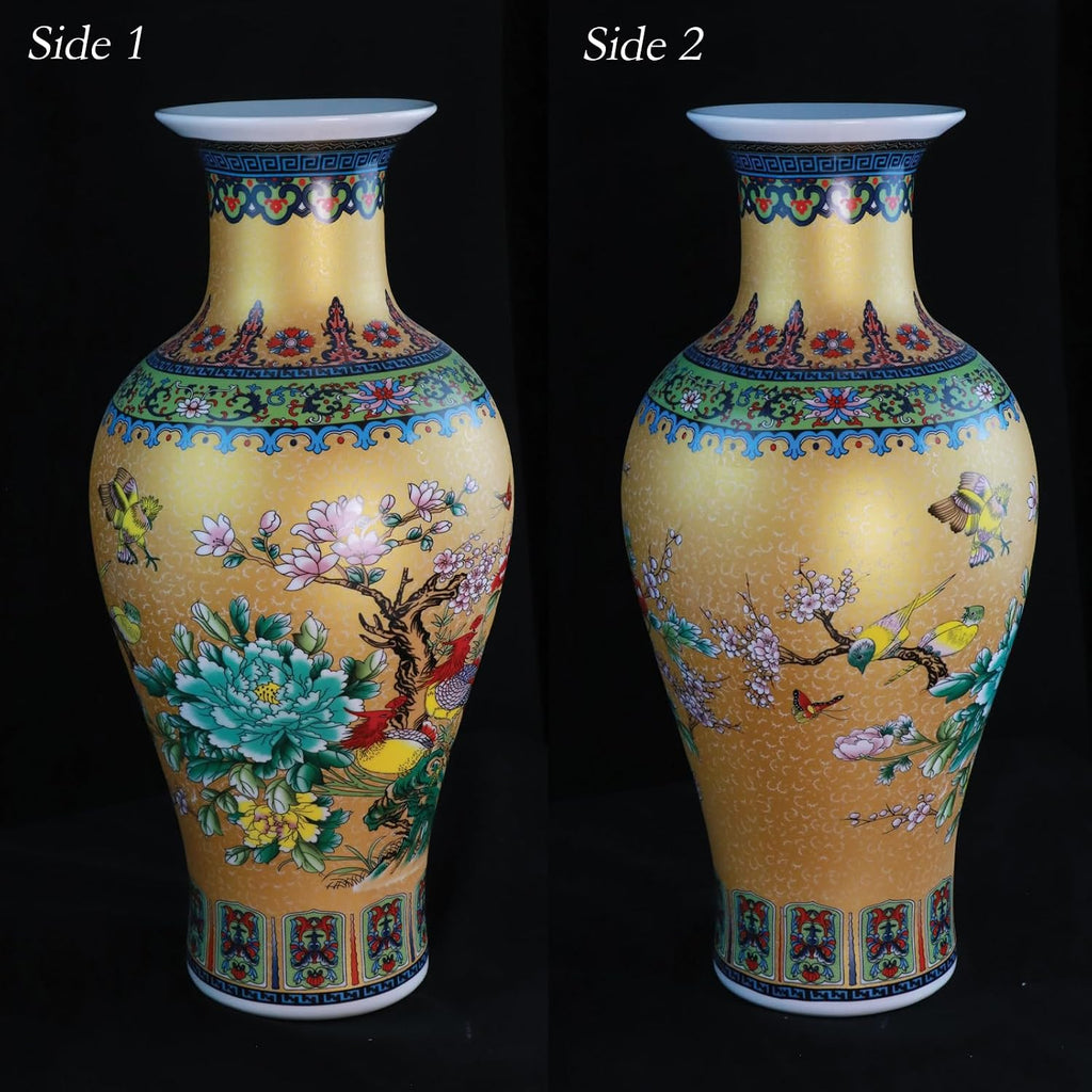 Large Ceramic Vase - 17 Inch Jingdezhen Enamel Modern Luxury Floor Vase , Traditional Home Decor for Flowers, Elegant