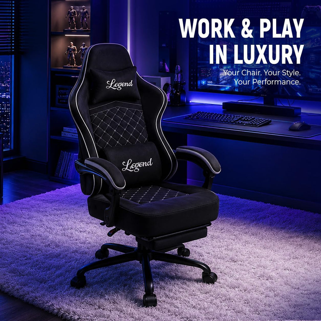 Gaming Chair for Adults with Footrest, Ergonomic Computer Chair, 330 lb | Heavy Duty Load Capacity, 52 cm Wingless