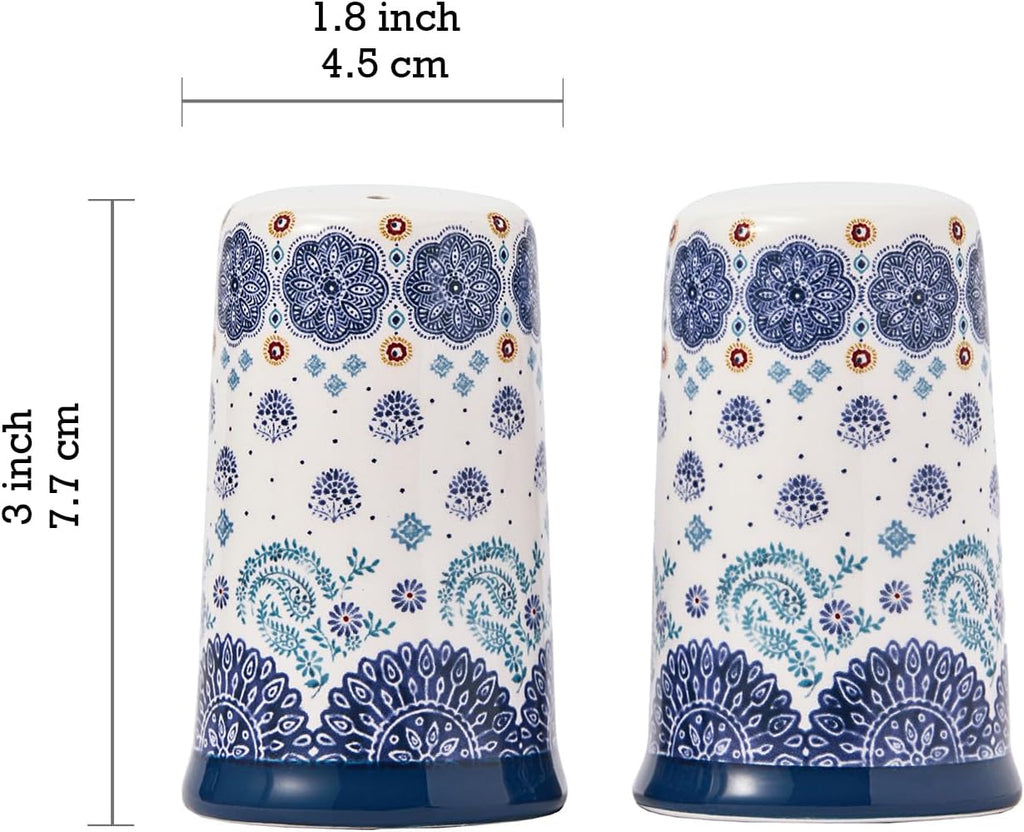 Blue Talavera Ceramic Salt & Pepper Shaker Set or Decor, Dishwasher Safe - Set of 2