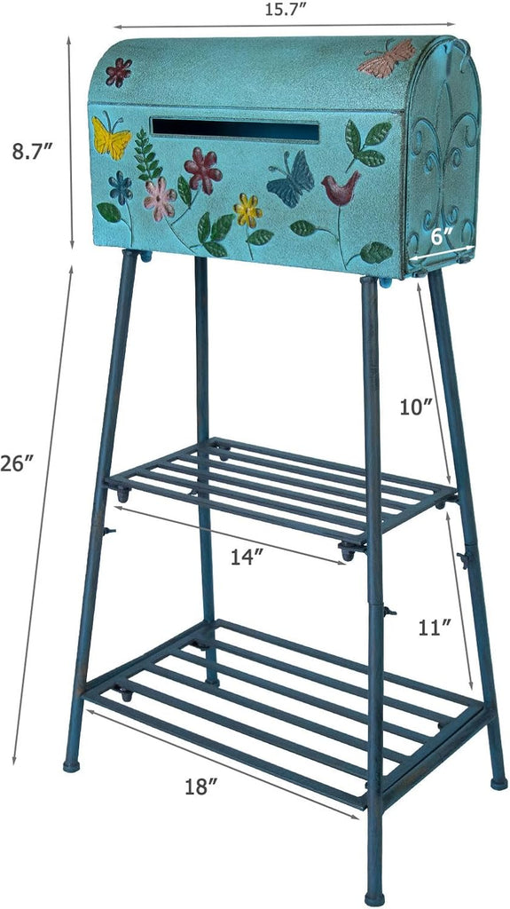 Mailboxes with Stand,Metal Mailbox and Stand Combination - Decorative Mailbox for Parcels, Envelopes & Garden Storage