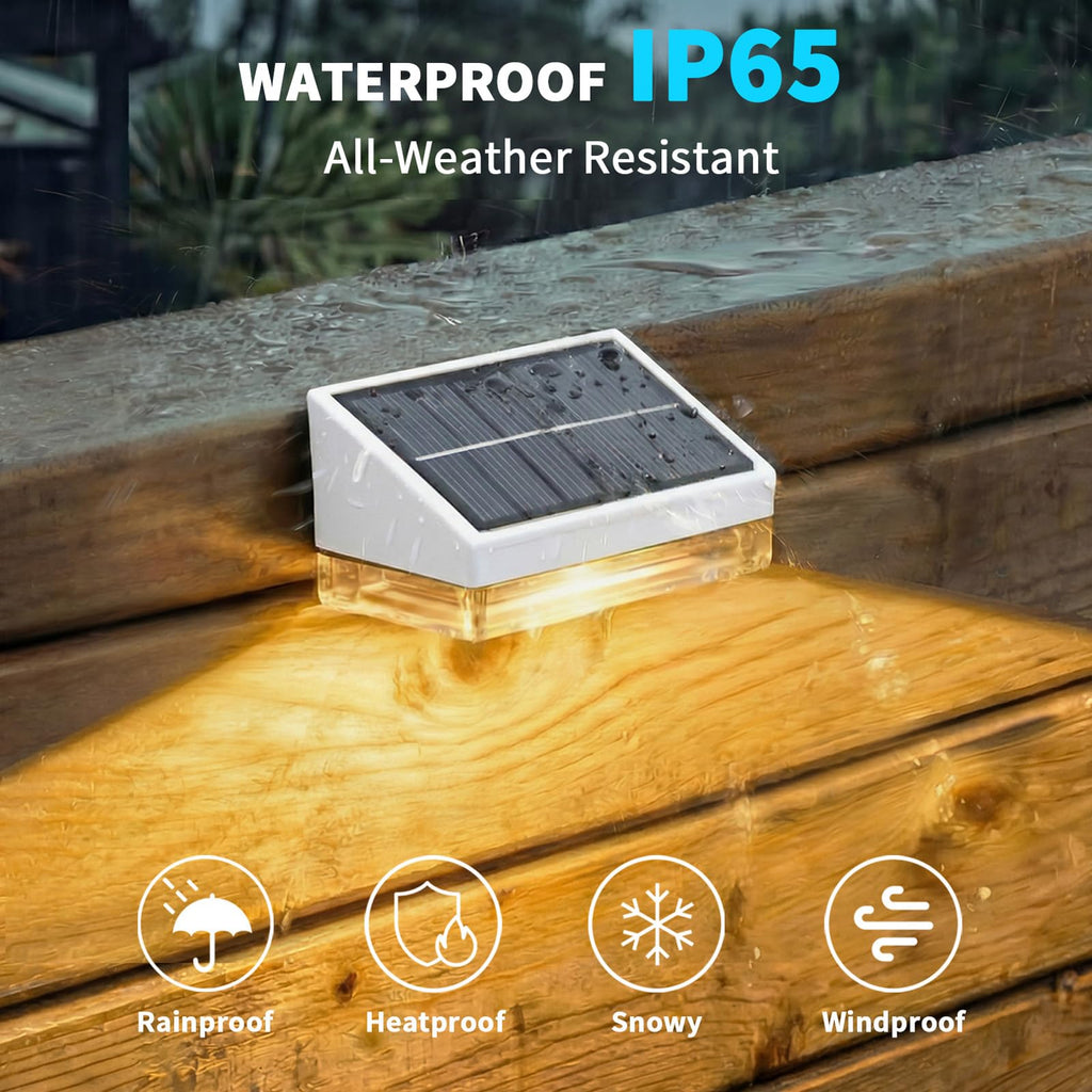 Solar Fence Lights 20 Pack, Outdoor Solar Lights with 3 Color Temperatures, IP65 Waterproof Wide-Angle LED Lighting
