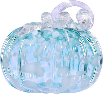 Blown Glass Pumpkin Decor, Fall Halloween Table Centerpiece, Medium
