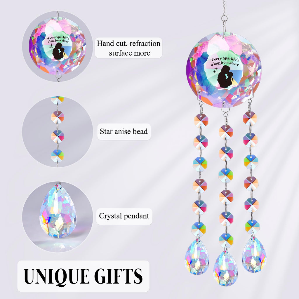 Suncatcher Crystal Memorial Gifts Decor for Loss Mom Daughter Grandma - Every Sparkle's a Hug from Above, Prism Beads
