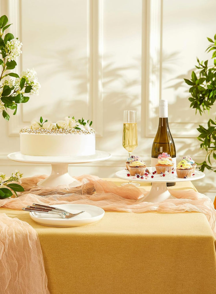 Porcelain Cake Stand 12-Inch, Round Dessert Display, Elegant White Cupcake Holder for Celebrations, Weddings, Parties