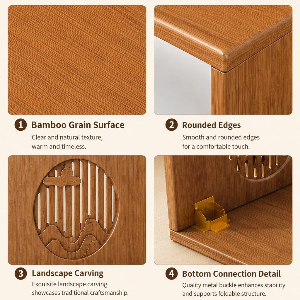 Japanese Folding Floor Table, Low Coffee Table, Bamboo Floor Desk