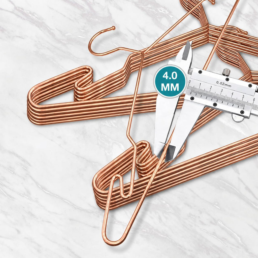 Rose Gold Metal Hangers, Heavy Duty Clothes Hangers with Non-Slip Grooves, Slim Space Saving Coat Hangers - 40 Pack