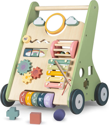Wooden Baby Walker, Montessori Push Walker for Babies 10-12 Months