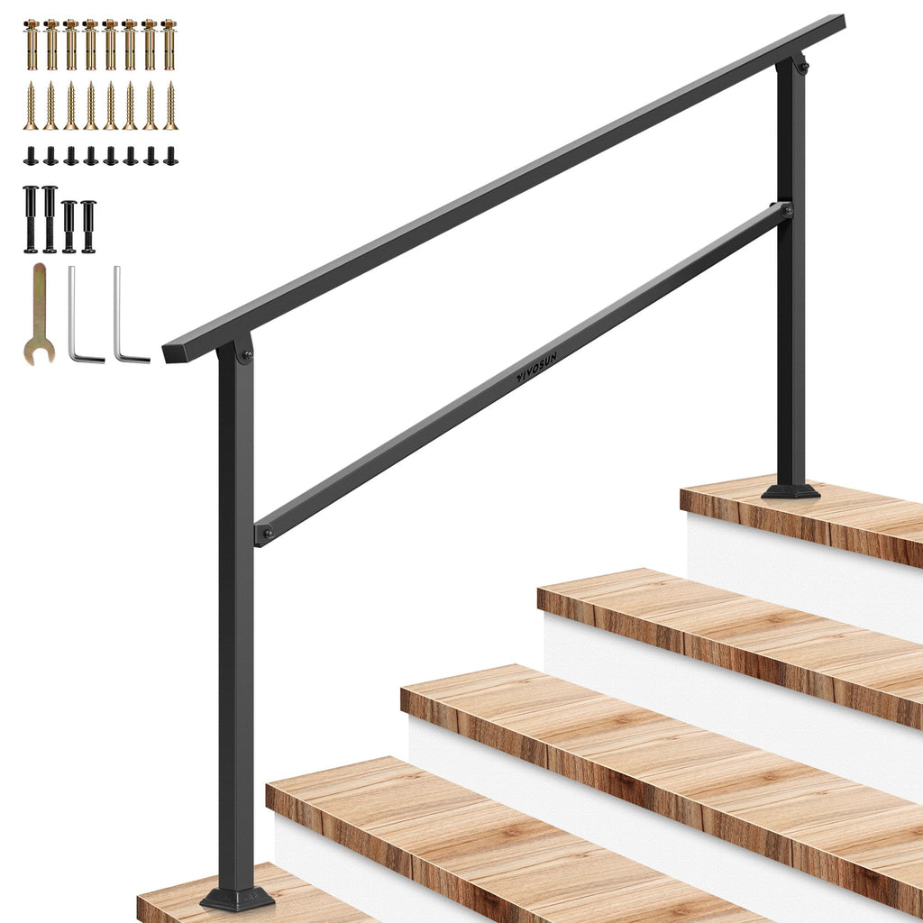 Home Front Step Hand Railing 5-Step Stair Handrail — Outdoor Stair Railing | Casa Home Living
