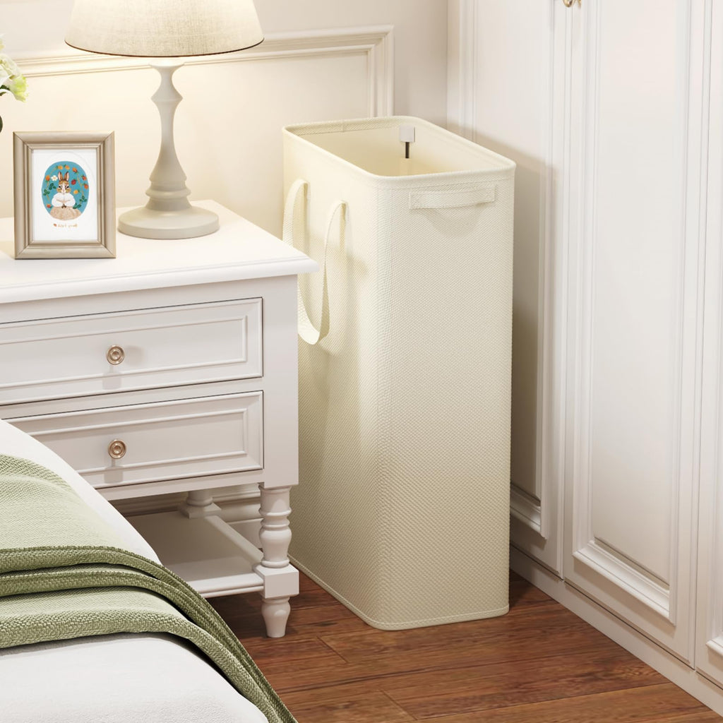 2 Pack Slim Laundry Hamper with Handles, 65L, White