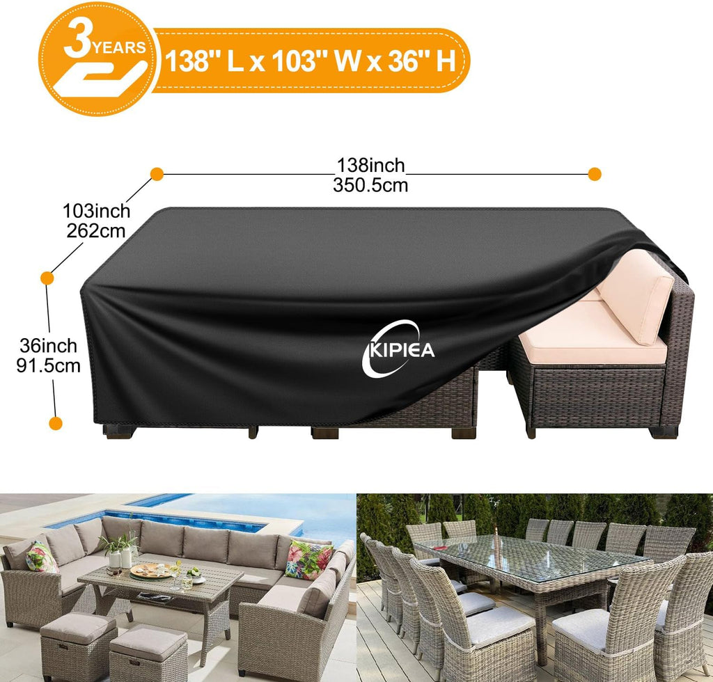 Outdoor Furniture Covers Waterproof, 420D Heavy-Duty Patio Furniture Set Covers, No Tears Anti UV No Fading(138" L x