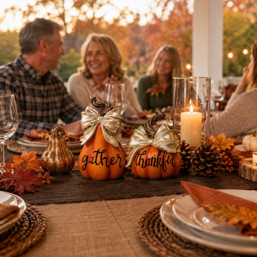 Thanksgiving Pumpkin Decoration, Fall Decor, Gather & Thankful