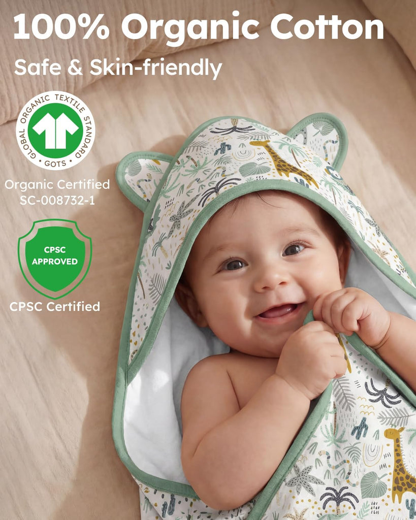 Hooded Baby Towels for Newborn 100% Organic Cotton Baby Bath Towel with Hood for Babies, Infant, Toddler and Kids