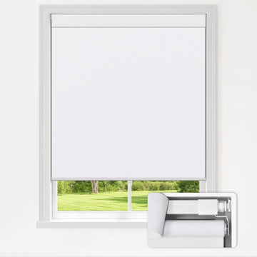 No Drill Blackout Roller Shades, White | 2-Minute Ultra-Fast Installation, Cordless Design, Thermal Insulated Fabric
