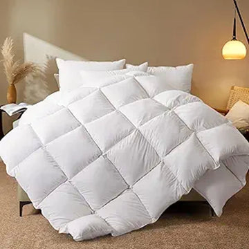 Feather Comforter,Filled with Feather and Down Fiber, White Twin All Season Duvet Insert, Luxurious Hotel Bed