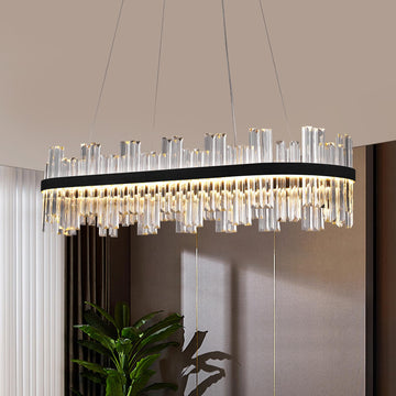 Black Led Modern Crystal Chandelier,Rectangle Chandeliers