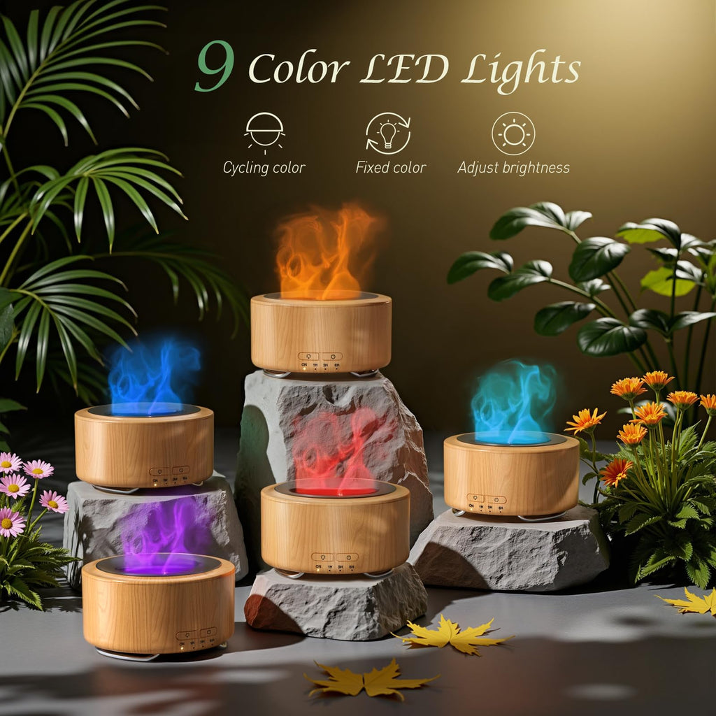 Essential Oil Diffuser : 500ml Fireplace Flame Light