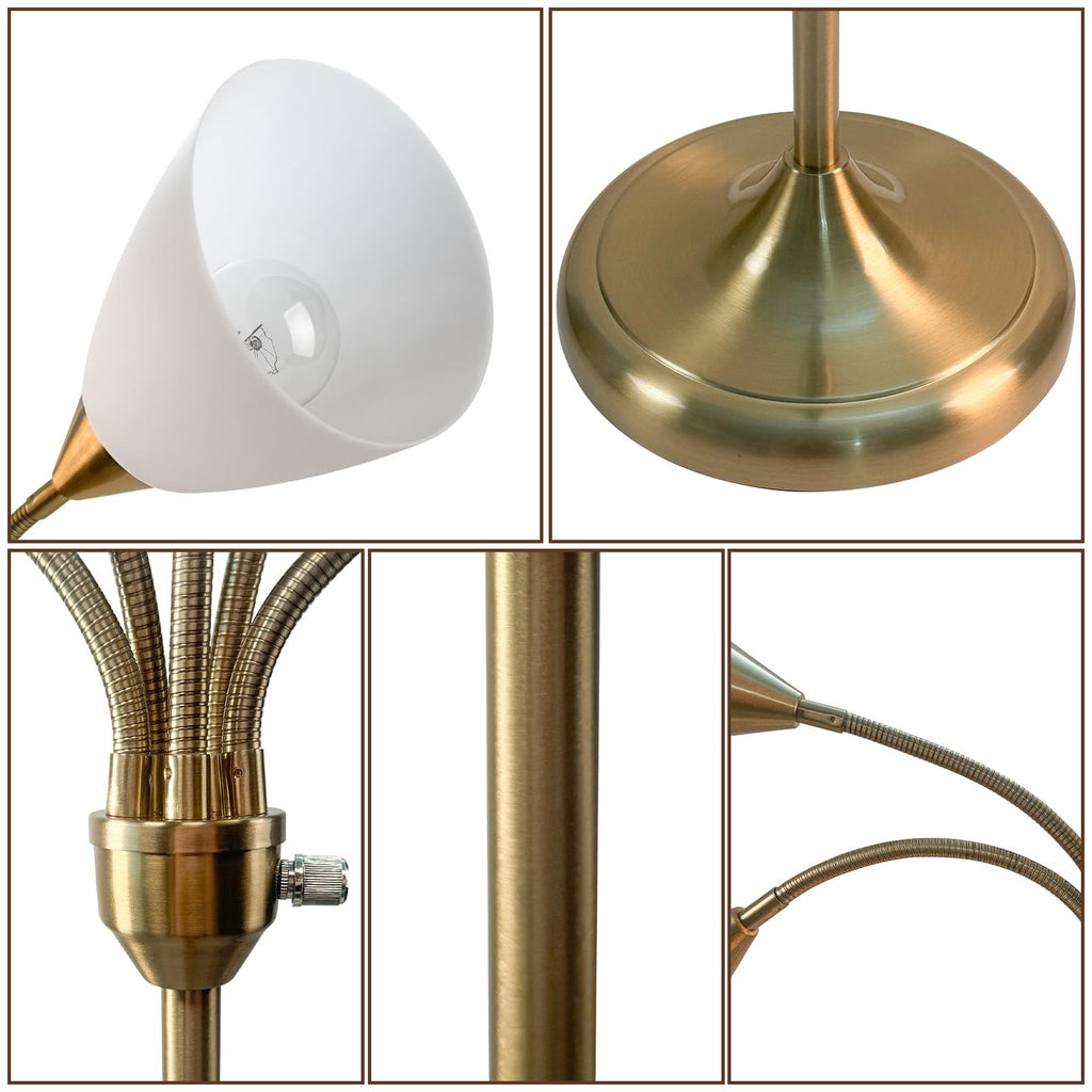 Medusa Floor Lamps Standing Lamps 5 Heads Adjustable Reading Light Large Shade Use E26 A19 Bulb Floor Lamps Bedroom