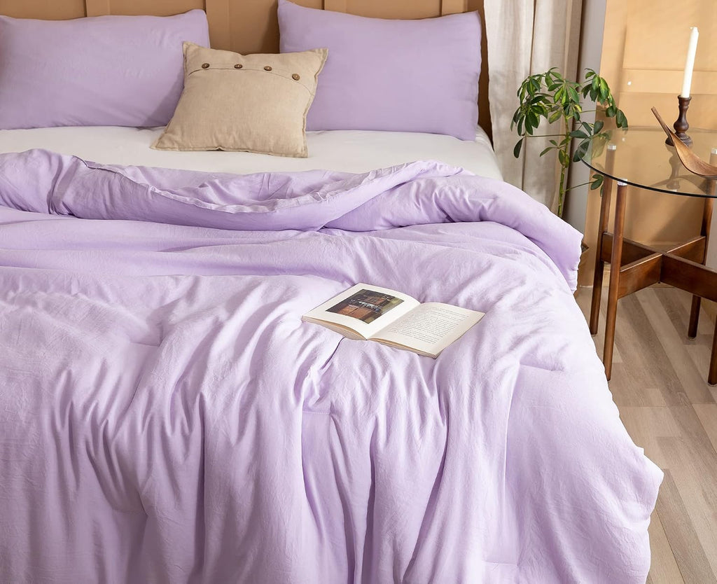 Full Comforter Sets for Girls Boys Teens Lavender, 3pcs (1 Boho Comforter & 2 Pillowcases) Lightweight Kids Comforter