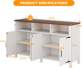 Buffet Sideboard with Storage Farmhouse with 4 Doors