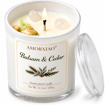 Balsam & Cedar Scented Candle, 11.3 Oz Natural Soy Wax Gift for Women