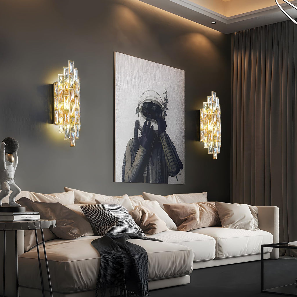 Modern Crystal Wall Sconces,Gold Wall Light Fixtures, Luxury Indoor Wall Lamp,Crystal Vanity Wall Mount Lamps,Wall