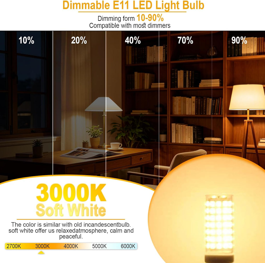 Dimmable E11 LED Light Bulbs 7W Equivalent to Halogen 75W 730LM