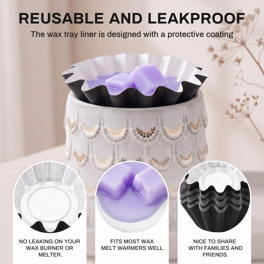 100 Pcs Wax Melt Liners Leakproof Reusable for Warmers, Black