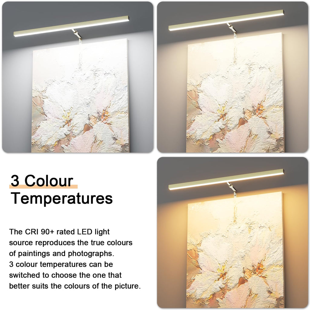 24" LED Picture Light Plug in, 9W Antique Brass Art Light