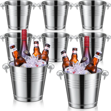 Stainless Steel Ice Bucket Champagne Bucket, Silver - Set of 8